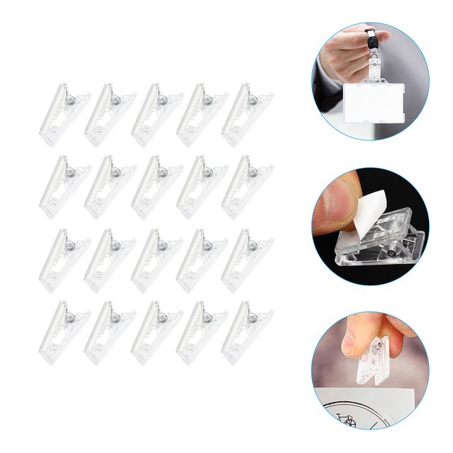 20 Pcs Self-adhesive Clip Clear Clips Badge Clamp Double Sided Name Cards  Grip Tape Wall Hanging Tapestry - AliExpress